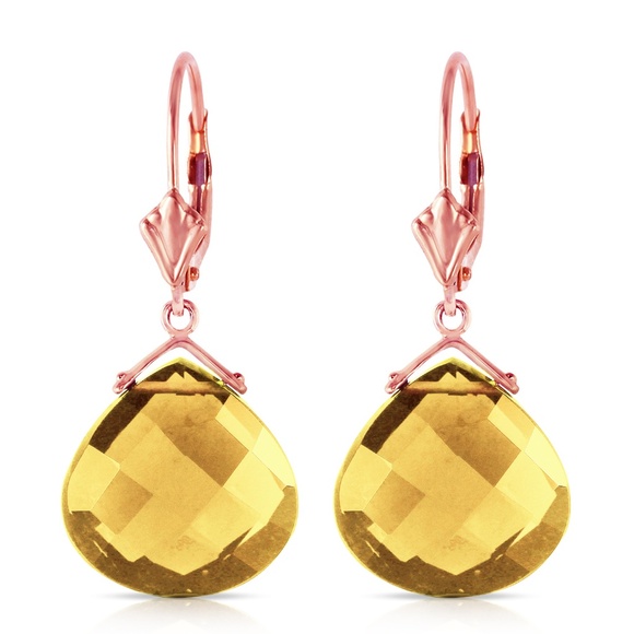 Galaxy Gold Products Jewelry - GOLD LEVERBACK EARRING CHECKERBOARD CUT CITRINES